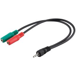 3.5mm jack adapter cable - 3.5 mm plug (4-pin, Stereo) > 2x 3.5 mm jack (3-pin, stereo) 