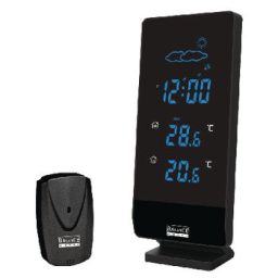 Radio-controlled weather station - For indoor and outdoor use, with blue LED display and wireless outdoor sensor