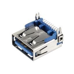 USB-3.0 A-Socket SMT angled, with retaining clips.