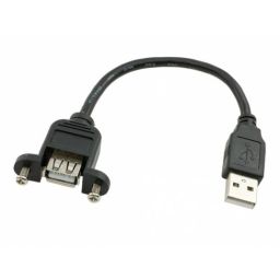 Panel mount USB A extension cable - Length: 20cm 