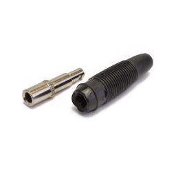 Female banana plug for cable - Black - 4mm - To solder.