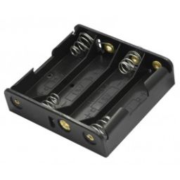 Battery holder for 4 x AA cell - side by side - With battery clips connections 