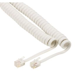 Modular handset coiled extension cord 4/4 - Length: 5 m - White.