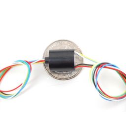 Miniature Slip Ring 12mm diameter, 6 wires, max 240V @ 2A 