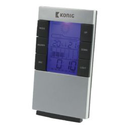 Weather station with LCD clock - for indoor use - Grey/Black 