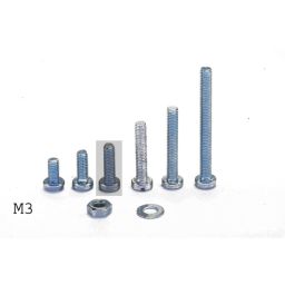 Steel Cylinder Head Screws - M3 - Length: 10mm - 100pcs - zinc plated - in accordance with DIN84.
