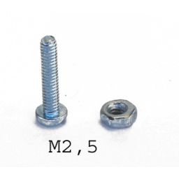 Bout M2,5 - Lengte: 25mm - 100 stuks - metaalschroef met cilindrische kop