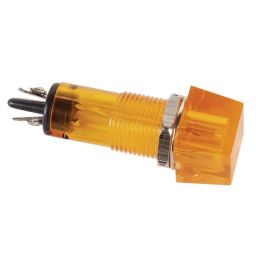 Square 11,5x11,5mm panel control lamp 230V amber