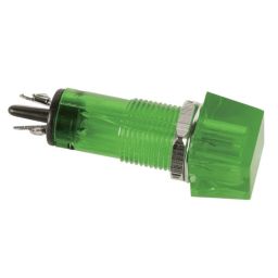 Square control lamp 230V 11.5x11.5mm - green - With fast-on connection 