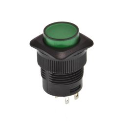 Drukknop groen enkelpolig LED (ON)-OFF 1A/250VAC 