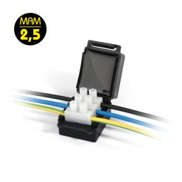 Waterproof connection box 2,5mm² NANO - black - 36x37x26mm IPX8 - 2 pieces 