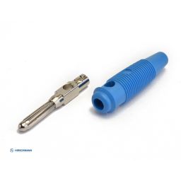 Banana plug - Blue - 4mm - For cable - with screw connection - Hirschmann 