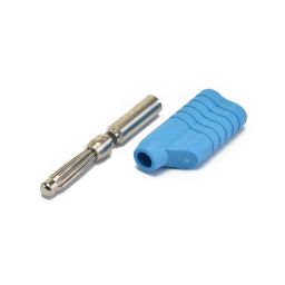 Banana plug with axial jack - 4mm - Blue - For cable - To solder  