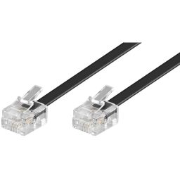 RJ11 (4/6) extension cable - 2x RJ11 male - 10 metres - Black