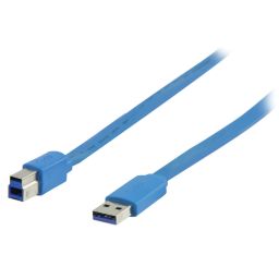 USB 3.0 Kabel USB A Male - USB-B Male Plat 2.00 m Blauw 
