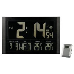 Large DCF Wall Clock - with negative display - With temperature display 