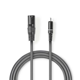 Ongebalanceerrde audiokabel XLR 3-pins male naar RCA male - Lengte: 1.5m - Zwart 